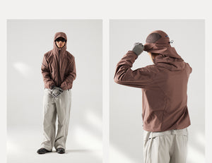 Blue Structured Soft-Shell Hooded Jacket