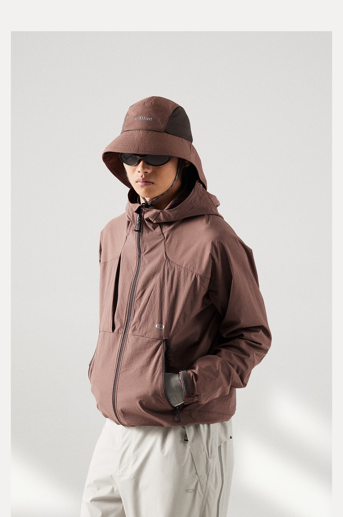 Blue Structured Soft-Shell Hooded Jacket