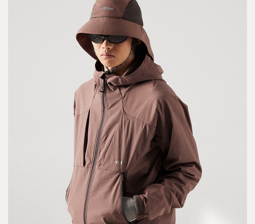 Blue Structured Soft-Shell Hooded Jacket