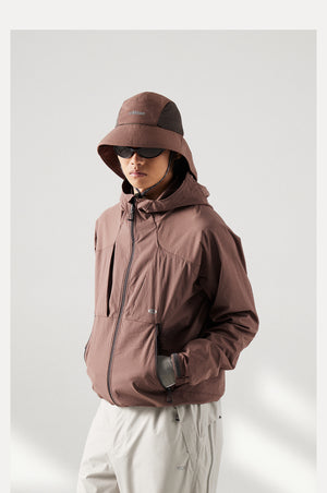 Blue Structured Soft-Shell Hooded Jacket