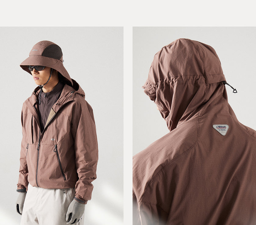 Blue Structured Soft-Shell Hooded Jacket