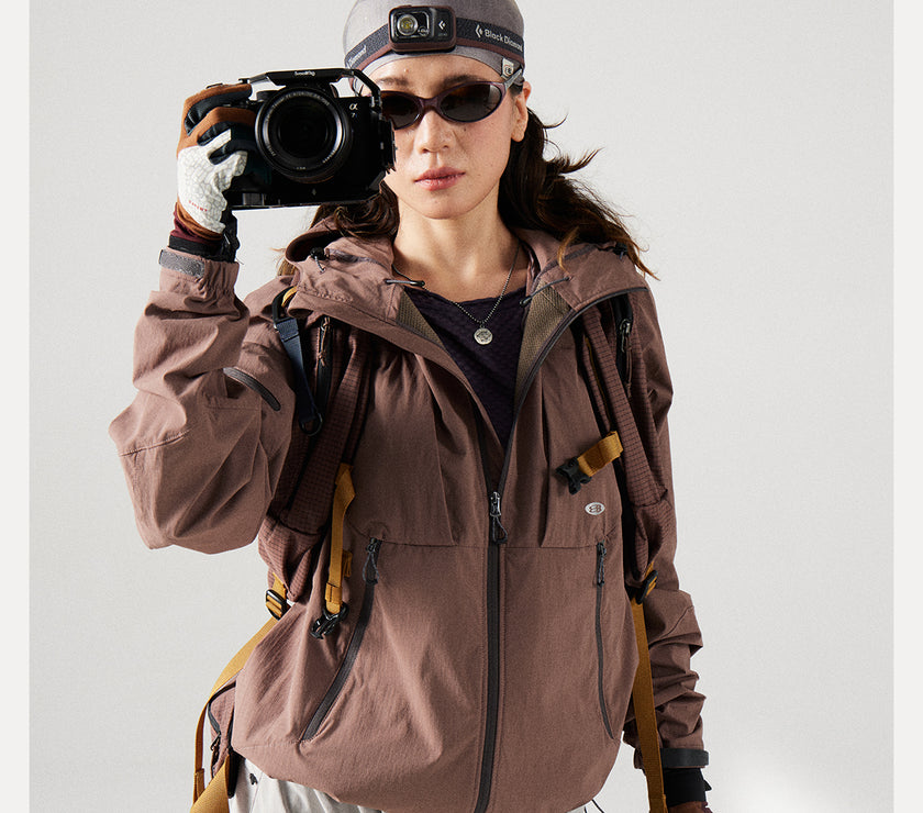 Blue Structured Soft-Shell Hooded Jacket