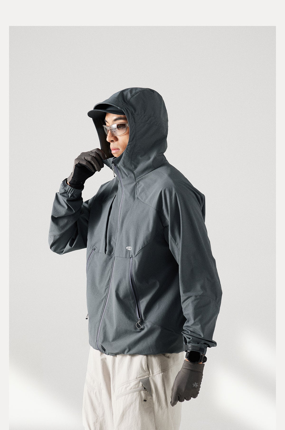 Blue Structured Soft-Shell Hooded Jacket