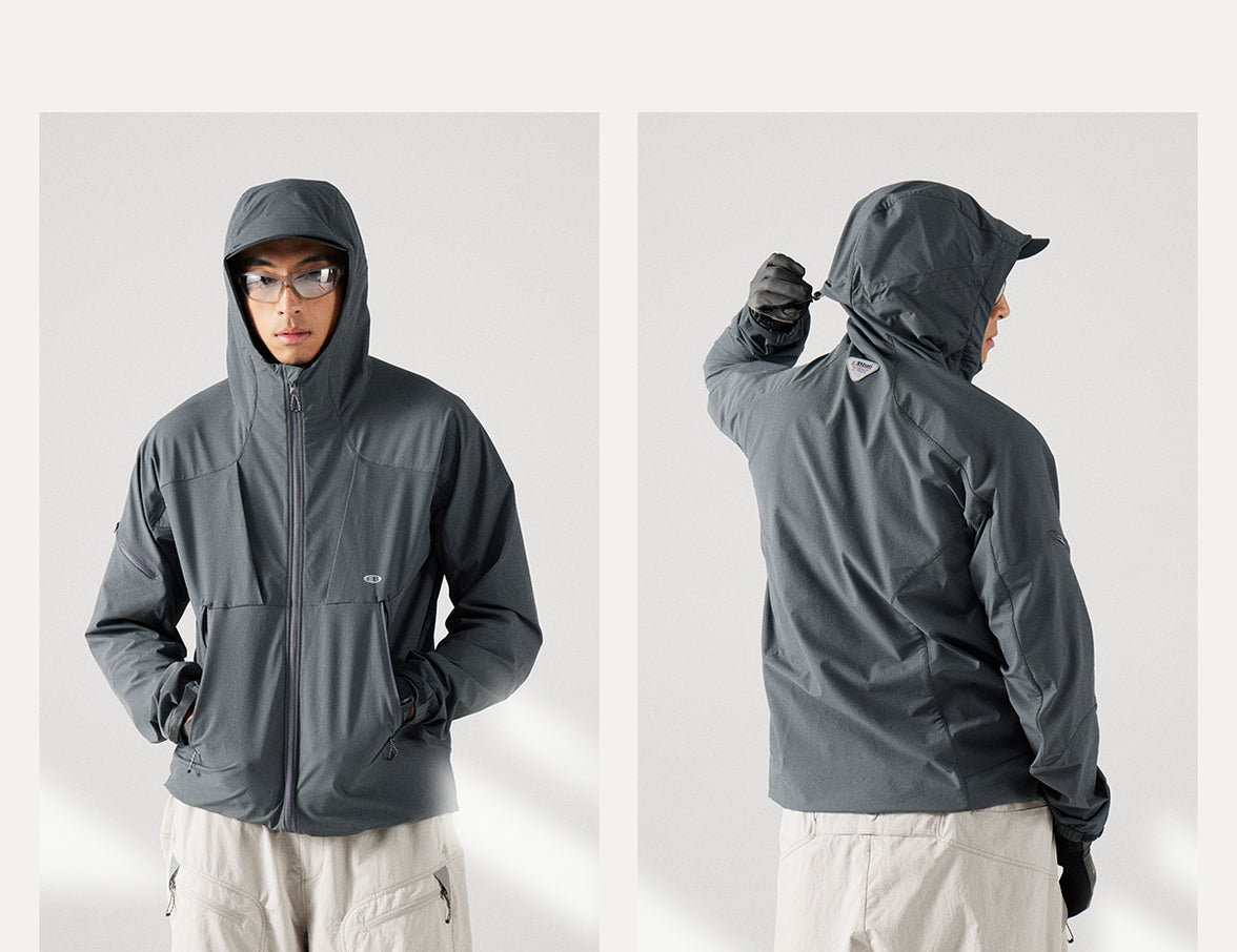 Blue Structured Soft-Shell Hooded Jacket