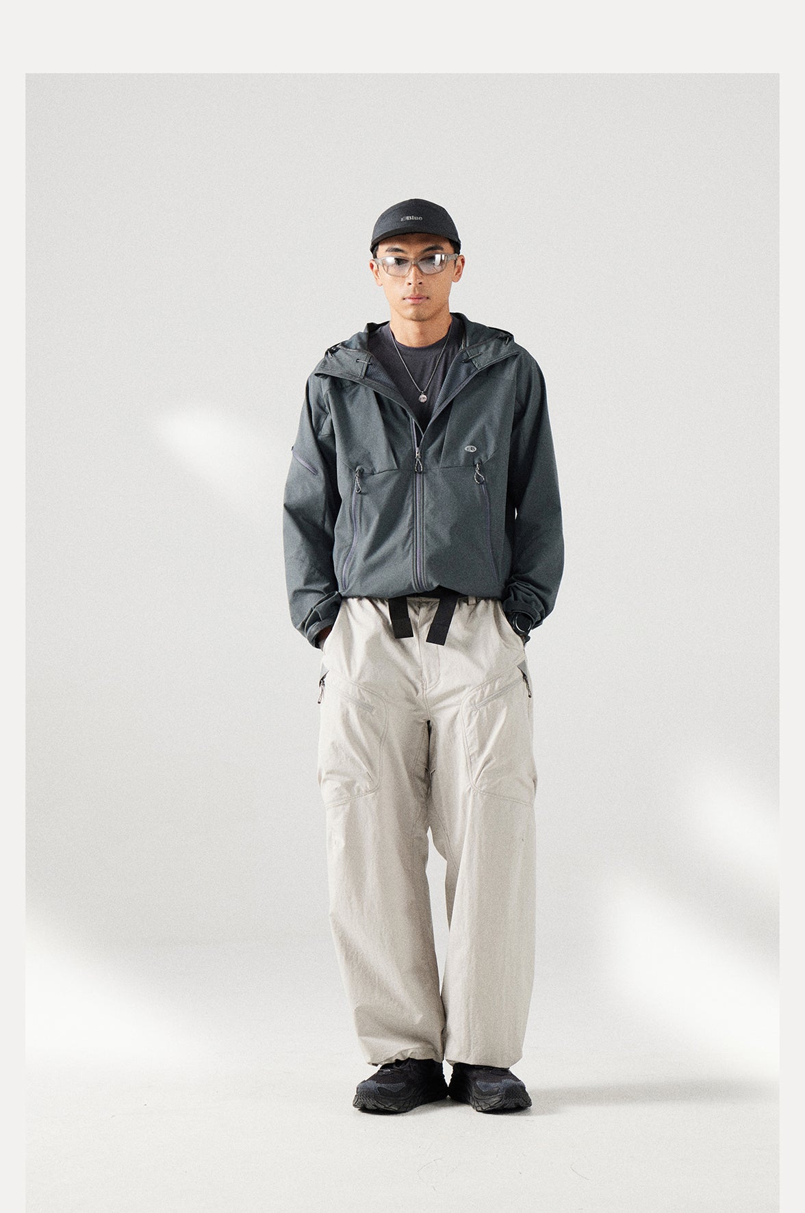 Blue Structured Soft-Shell Hooded Jacket