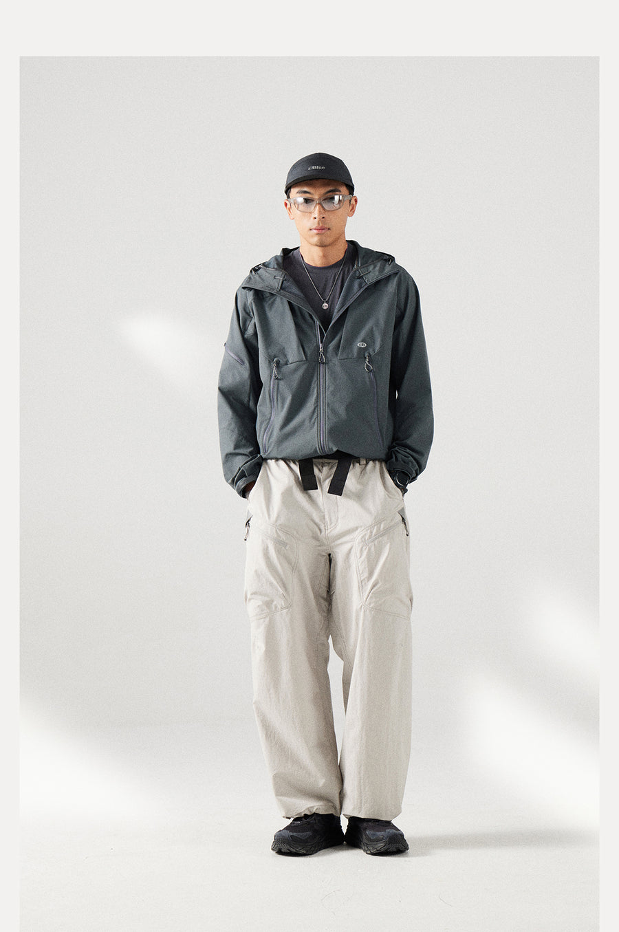 Blue Structured Soft-Shell Hooded Jacket