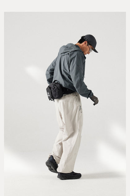 Blue Structured Soft-Shell Hooded Jacket