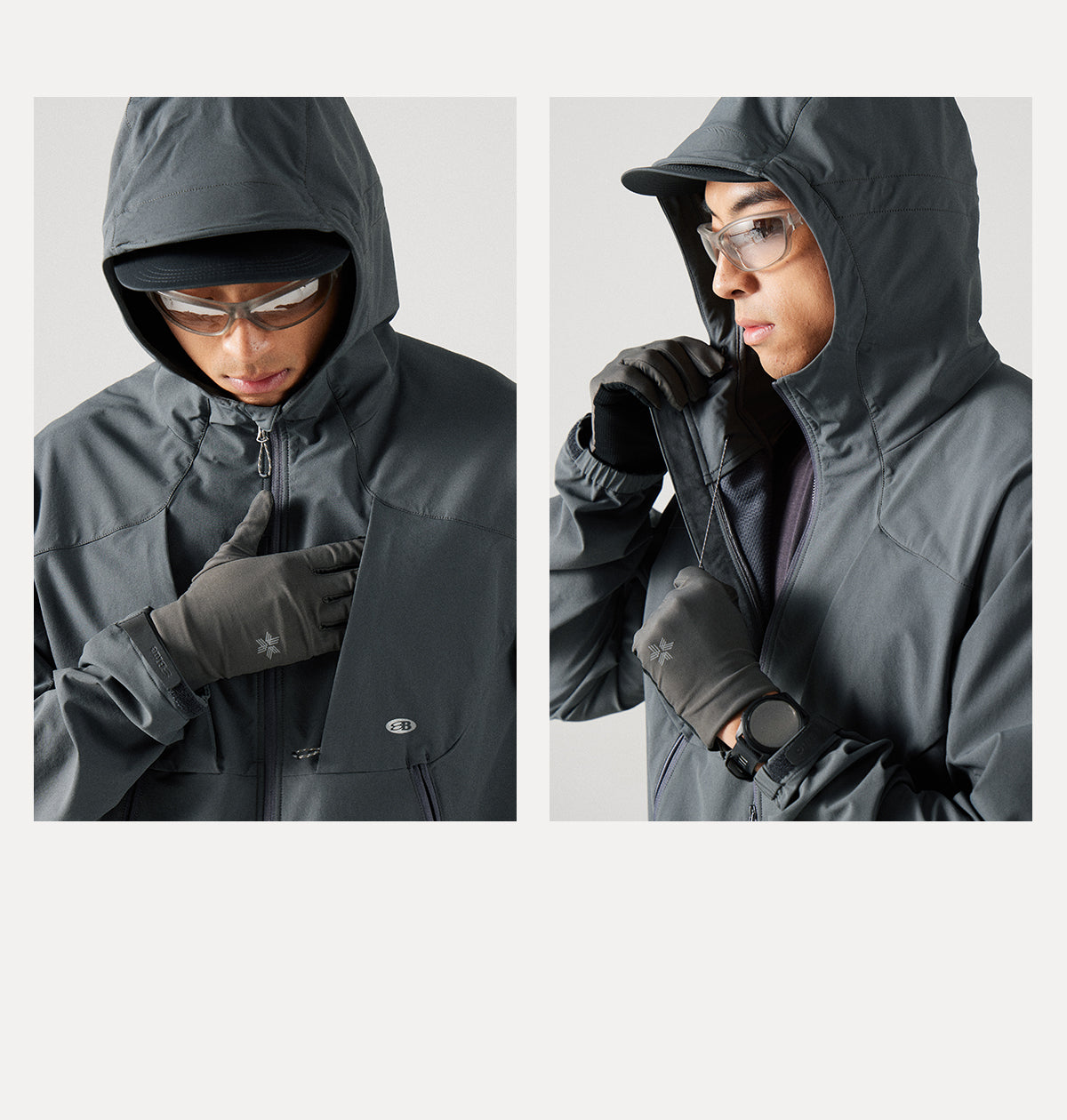 Blue Structured Soft-Shell Hooded Jacket