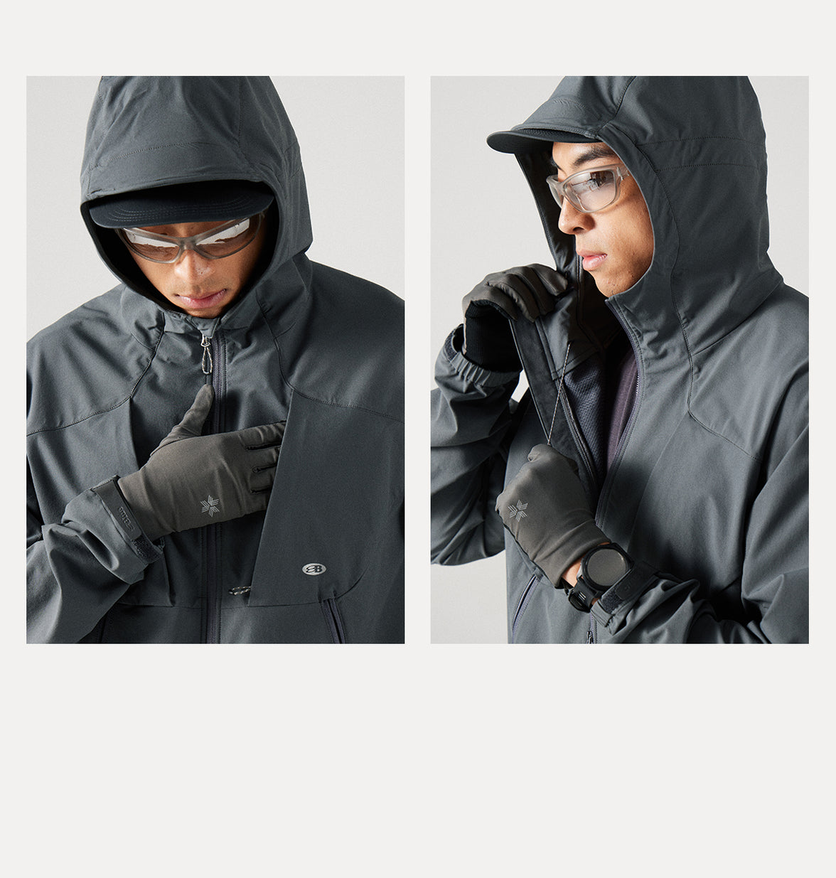 Blue Structured Soft-Shell Hooded Jacket