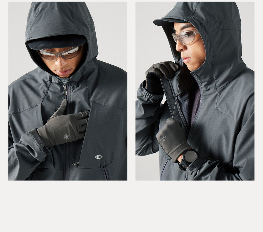 Blue Structured Soft-Shell Hooded Jacket