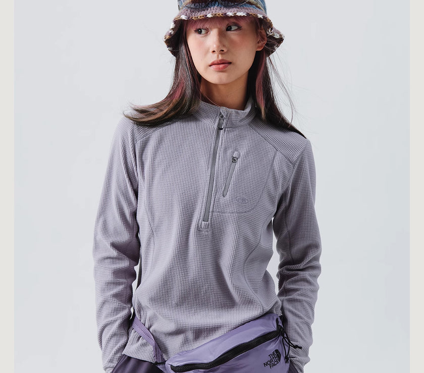 Blue Checkered Fleece Half-Zip Sweater