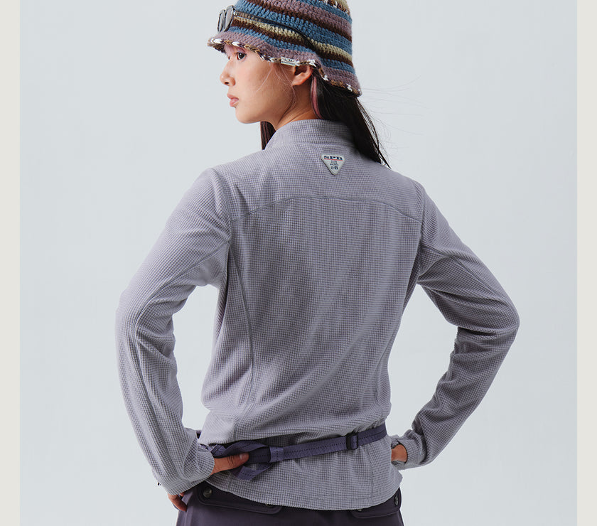 Blue Checkered Fleece Half-Zip Sweater