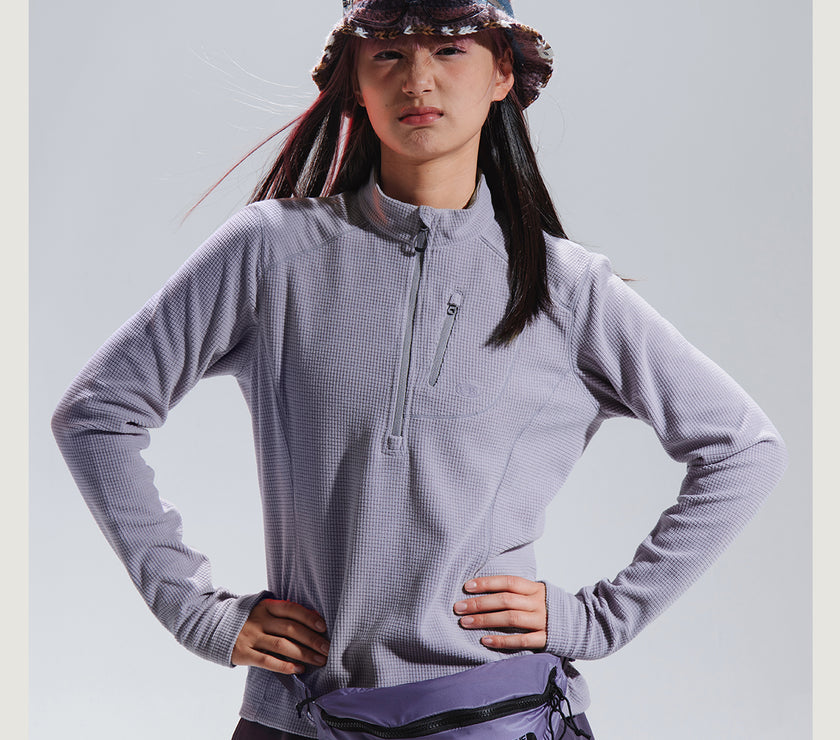 Blue Checkered Fleece Half-Zip Sweater