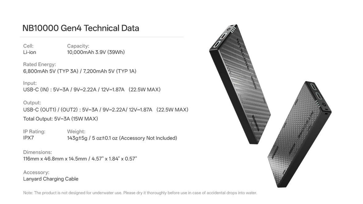 Nitecore NB10000 Gen4 Power Bank 2026