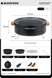 Futan serving as compact tabletop fire pit and grill for cooking