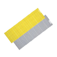A yellow and gray folding mat with an egg nest pattern, designed for outdoor use.