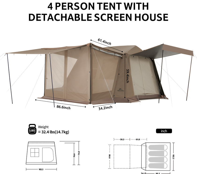 Naturehike Village 6.0 Gen 2 Quick Open Tent Brown(Ultimate Edition)