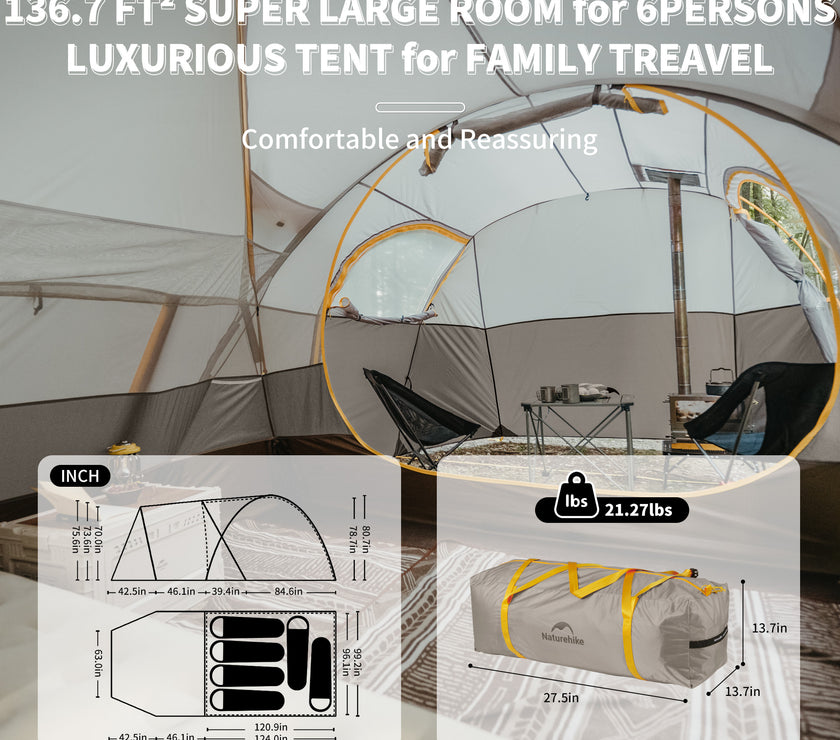 Naturehike Kota 6 Tent Light Brownish Gray