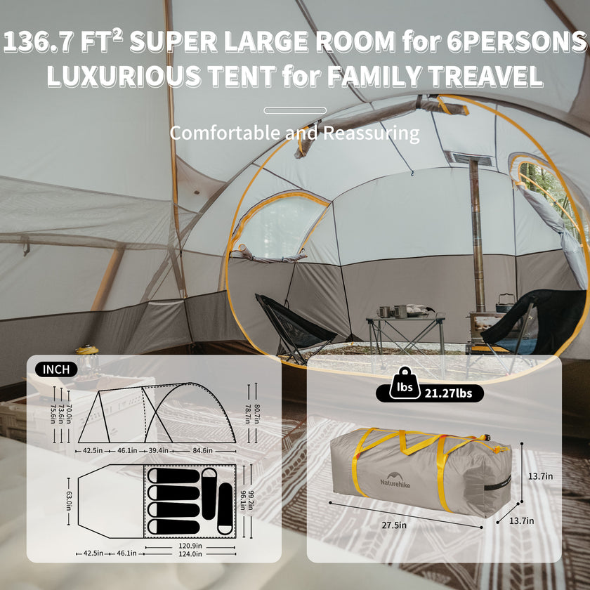 Naturehike Kota 6 Tent Light Brownish Gray