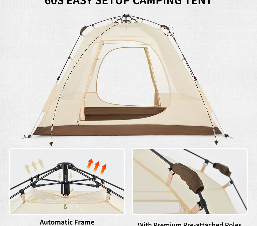 Naturehike Upf 50+ Ango Pop Up Tent For 4 Men (With Hall Pole)