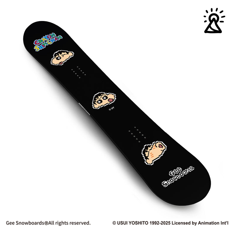 Gee Snowboards × Crayon Shin-chan Pixel Snowboard — official product image