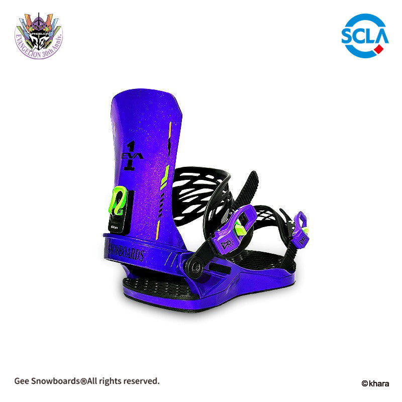 Gee Snowboards × Evangelion Unit-01 Snowboard Binding — official product image