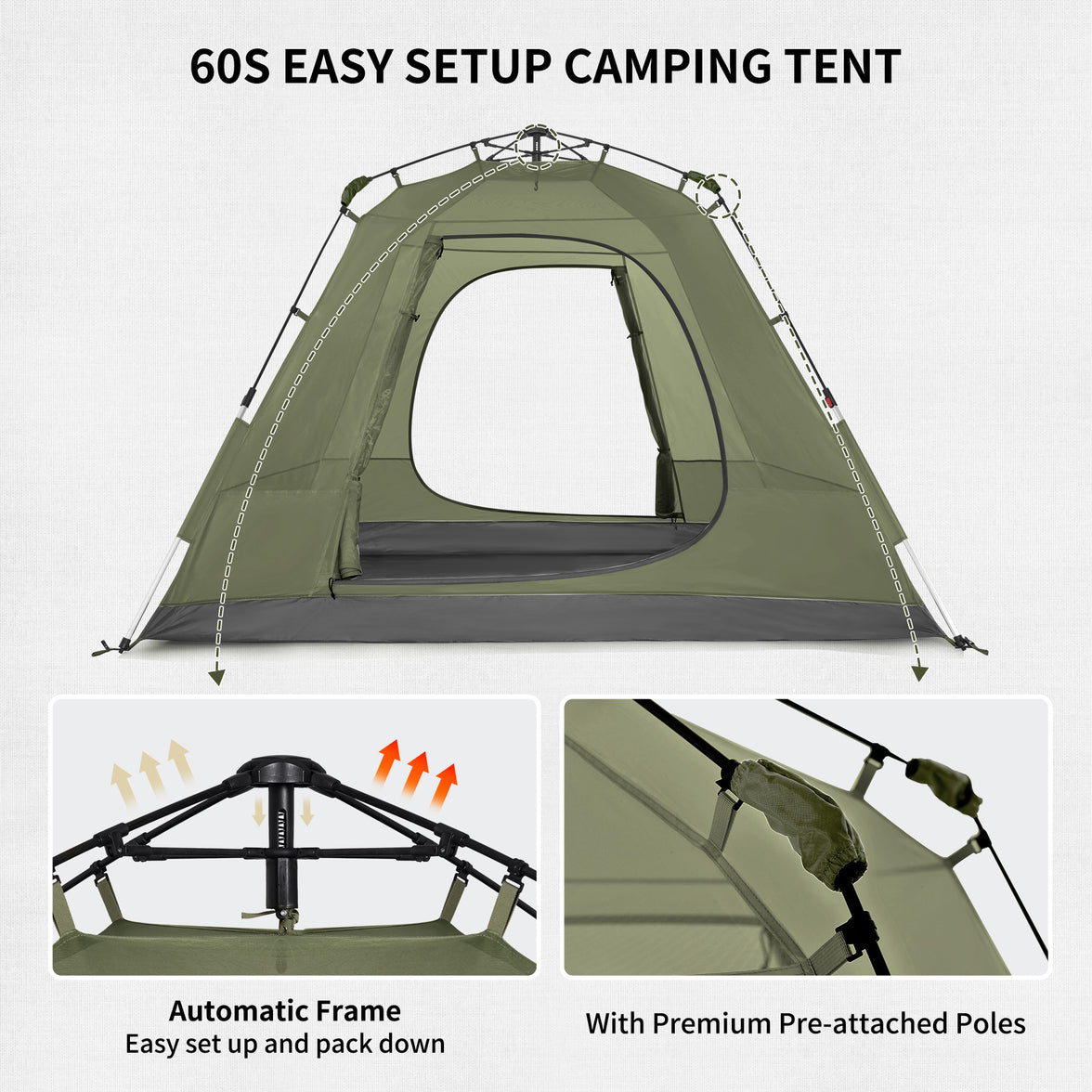 Naturehike Upf 50+ Ango Pop Up Tent For 4 Men (With Hall Pole)