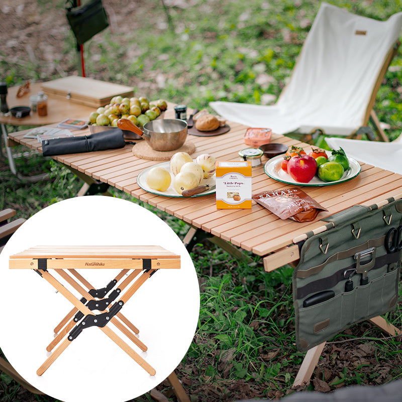 Naturehike Outdoor Folding Egg Roll Table Wood