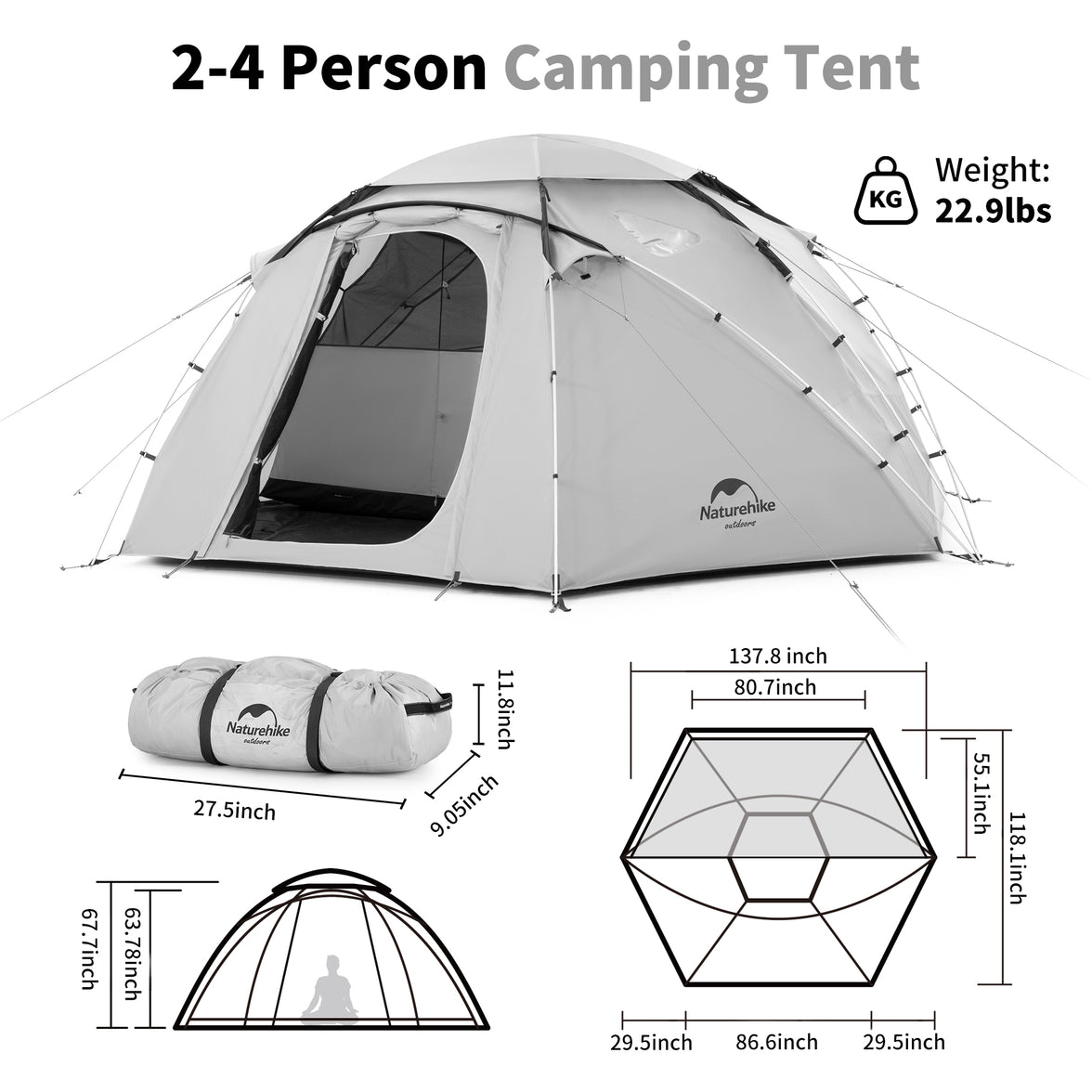 Naturehike Shepherd Dome Tent Gray