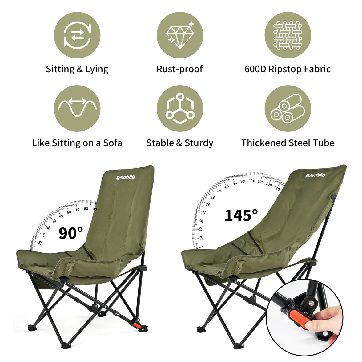 Naturehike Sea Star 001 Push-Up High Back Cotton-Filled Moon Chair Single