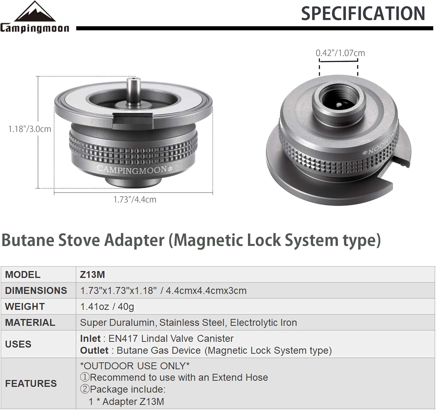 Campingmoon Gas Adapter Z13M
