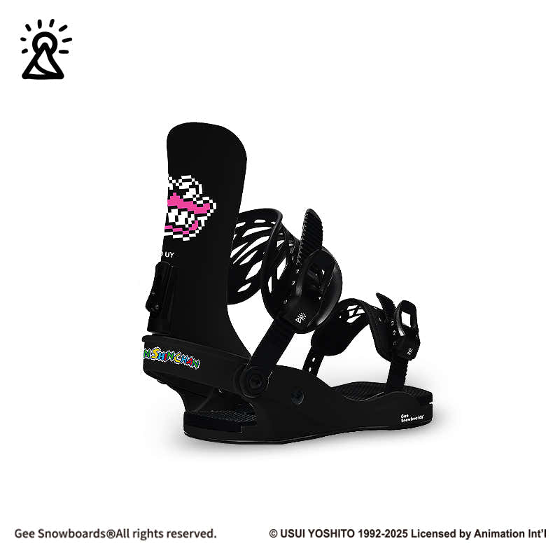 Gee Snowboards × Crayon Shin-chan Pixel Snowboard Binding — official product image