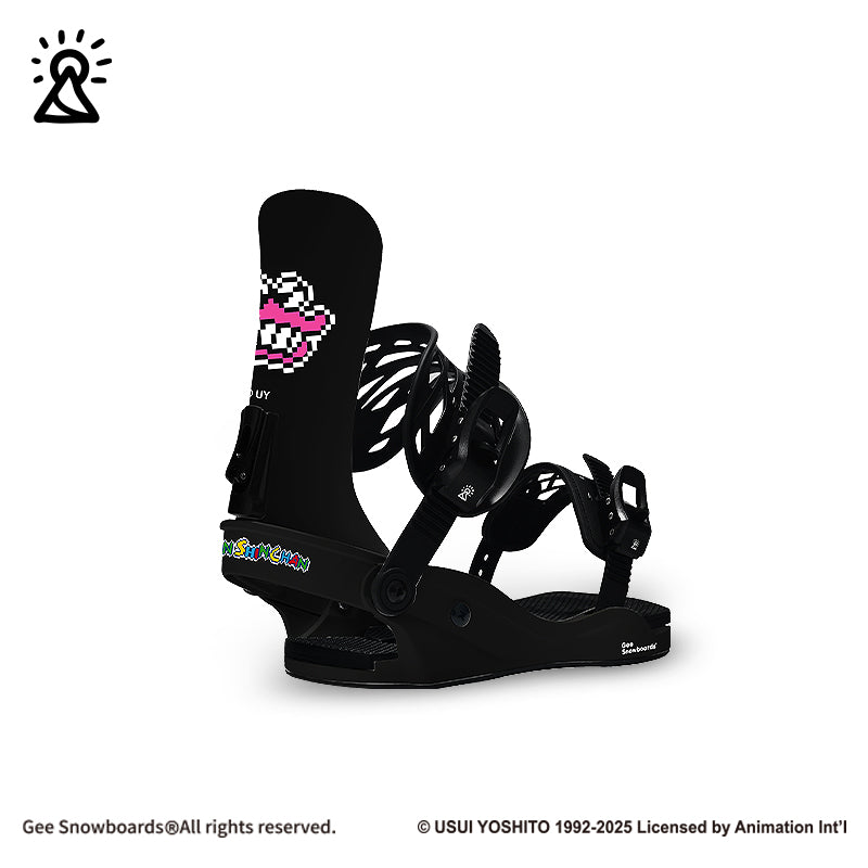 Gee Snowboards × Crayon Shin-chan Pixel Snowboard Binding — official product image