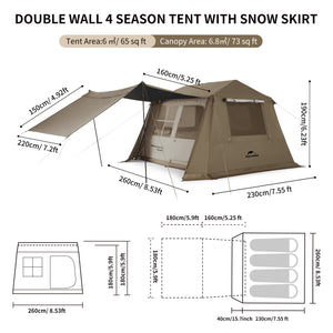 Naturehike Village 6.0 Gen 2 Quick Open Tent Brown