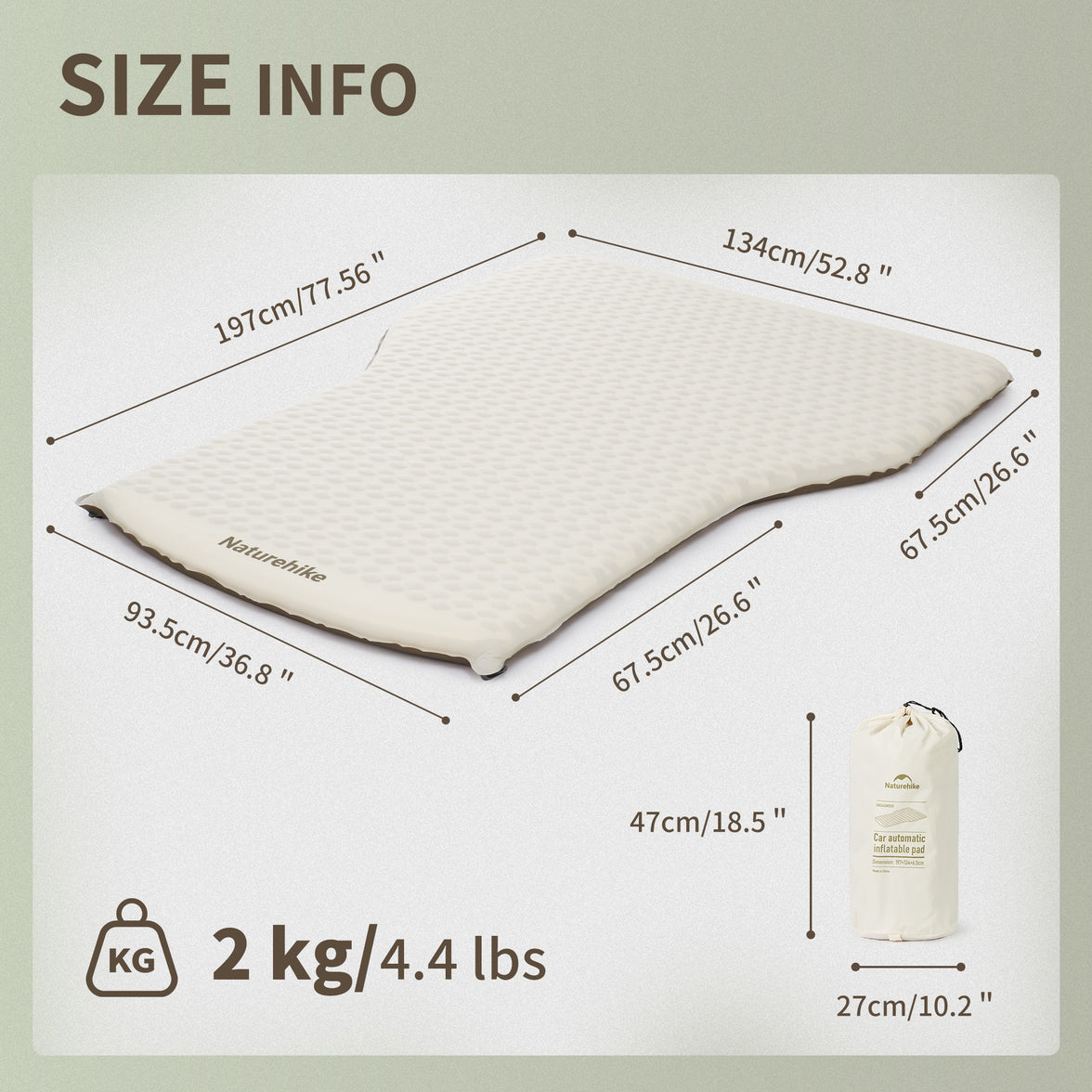 Naturehike Yugu Car Automatic Inflatable Pad Khaki