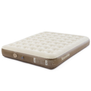 An inflatable mattress with a built-in pump, primarily brown in color, with the Naturehike brand visible.