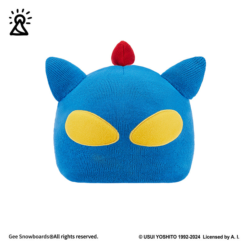 Gee Snowboards Helmet Cover Beanie — blue Action Kamen mask hood with yellow eyes