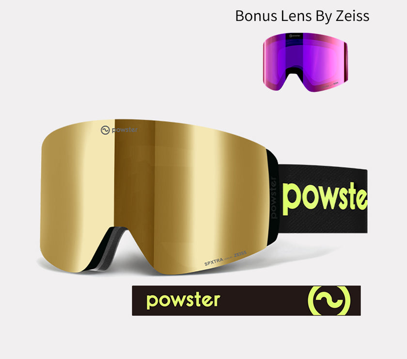 Powster Pulsar Gold Black Ski Goggles