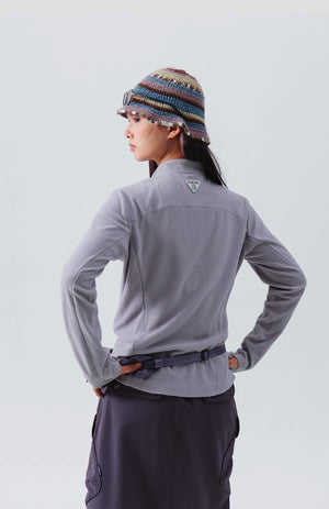 Blue Checkered Fleece Half-Zip Sweater