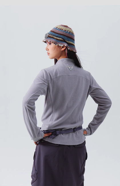 Blue Checkered Fleece Half-Zip Sweater