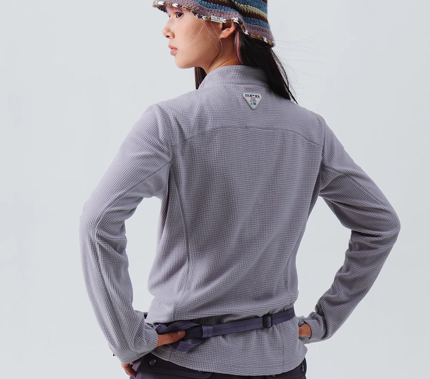 Blue Checkered Fleece Half-Zip Sweater