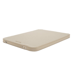 An automatic inflatable cushion in beige color, designed for double sleeping pads with an inner inflatable pump.