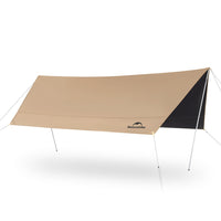 Beige and black camping tarp with 'Naturehike' logo on a white background