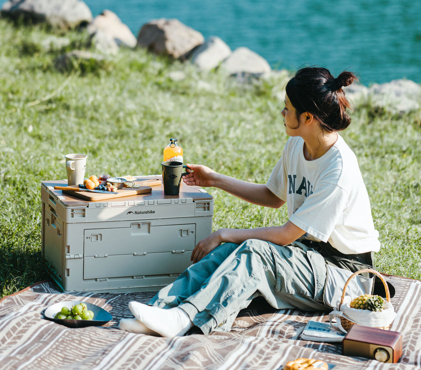 Naturehike Ling Yue L Folding Storage Box Light Beige Gray