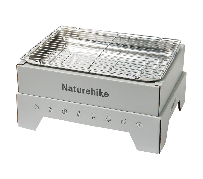 Naturehike branded disposable grill in gray color with a closed lid, displayed on a white background.