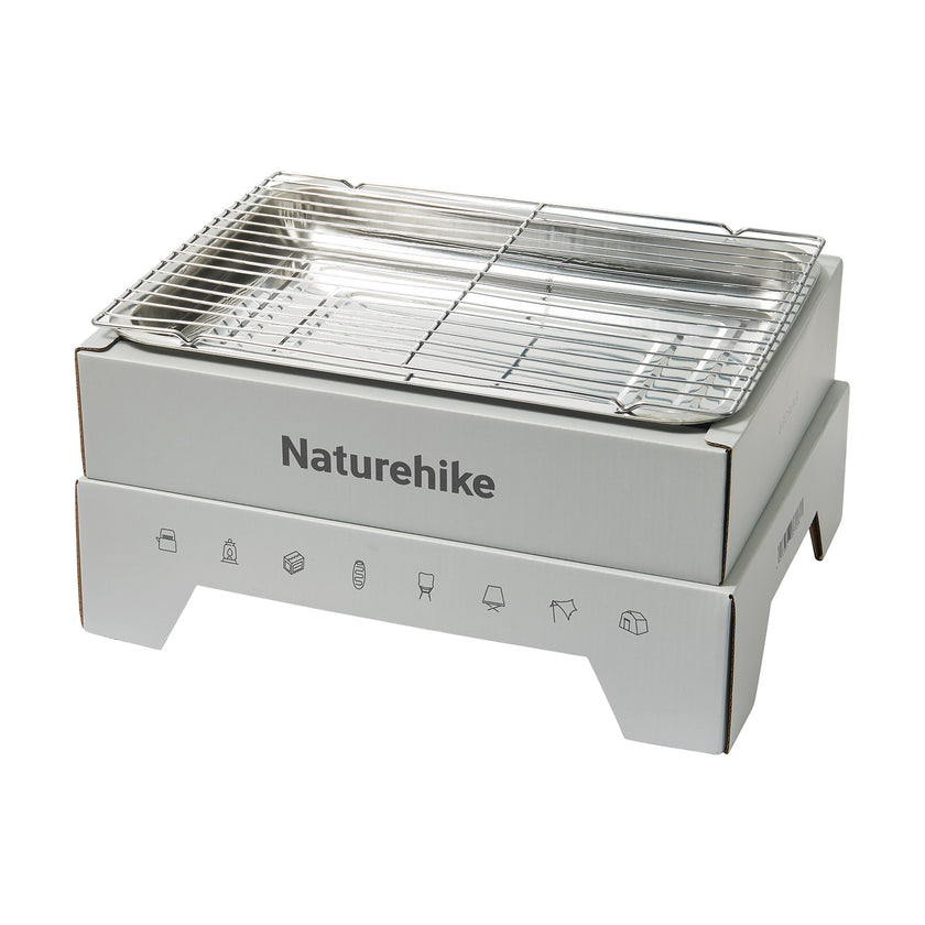 Naturehike branded disposable grill in gray color with a closed lid, displayed on a white background.