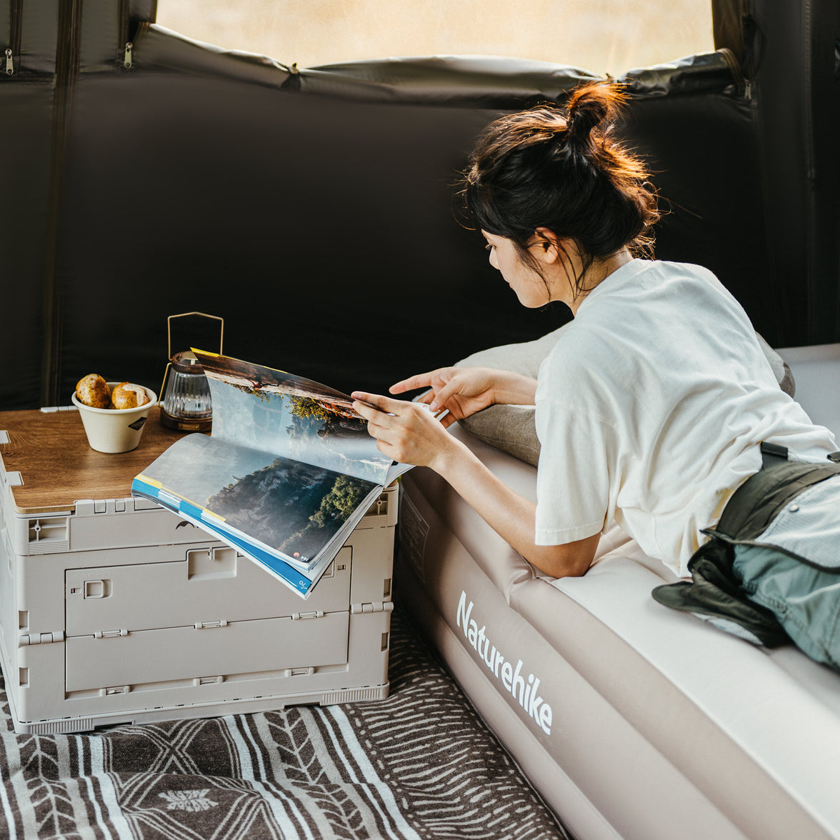 Naturehike Ling Yue L Folding Storage Box Light Beige Gray