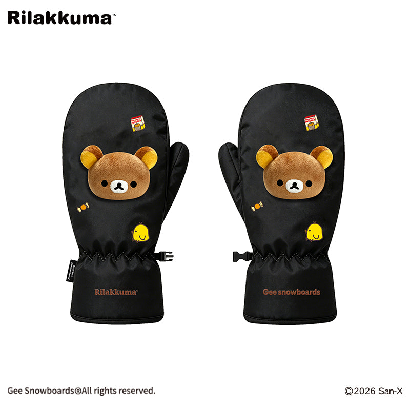 Gee Snowboards × Rilakkuma Snow Mittens - Rilakkuma Black — official product image