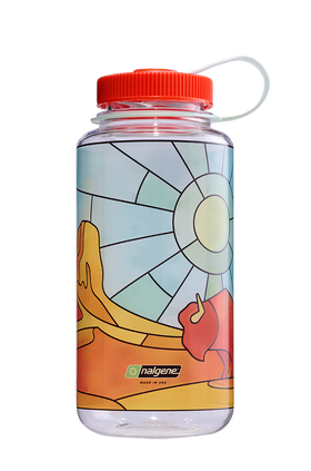 Nalgene 32oz Wide Mouth Sustain Bottle Stained Glass Desert print - front view