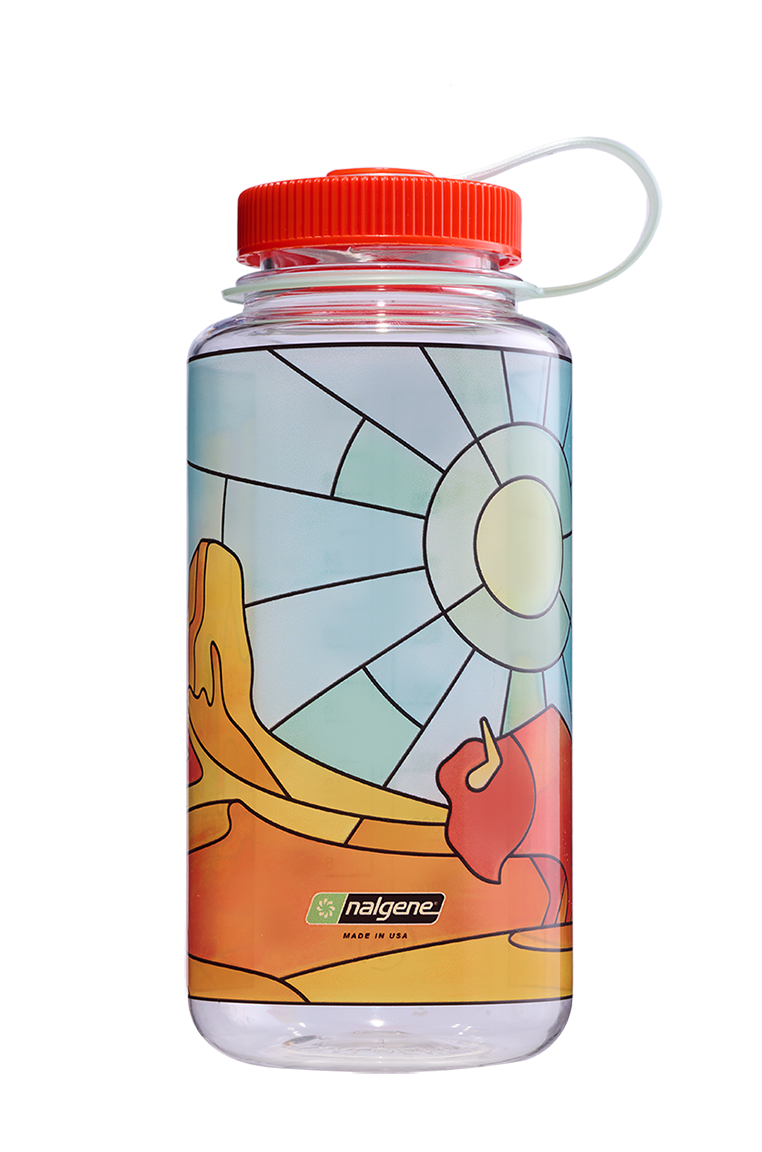 Nalgene 32oz Wide Mouth Sustain Bottle Stained Glass Desert print - front view